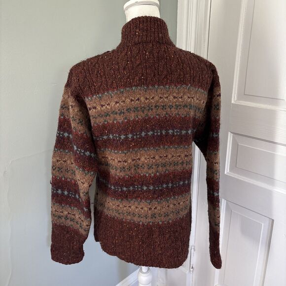 Lauren Ralph Cardigan Sweater Medium Earth Heather Brown Wool Mohair - Picture 3 of 5